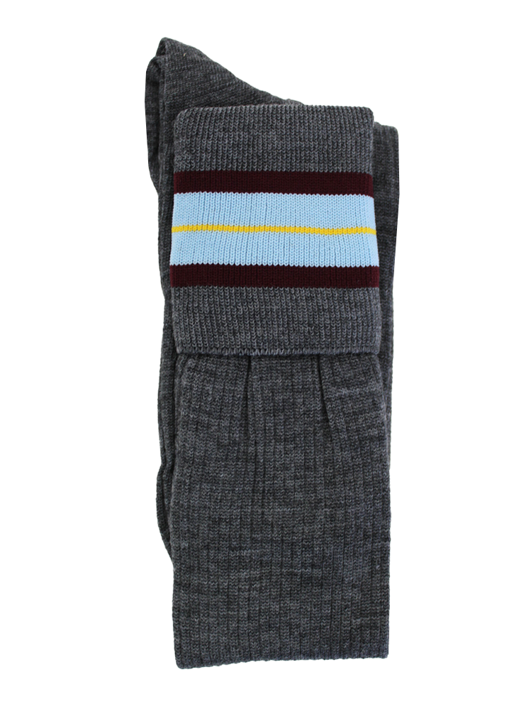 De La Salle College Sock Grey/Mid Blue/Maroon