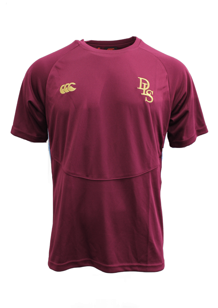 De La Salle College PE Tee Maroon/Sky Blue