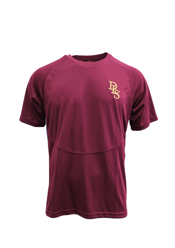 De La Salle College PE Tee Maroon/Sky Blue